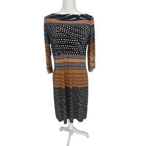 Donna Morgan Women's Geometric 3/4 Sleeve Shift Dress Sz 12